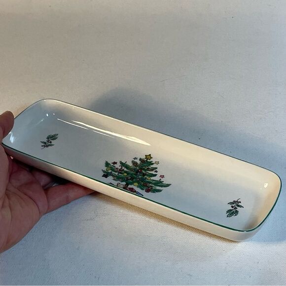 Nikko Japan Christmas tree small rectangular relish candy dish - Picture 6 of 7